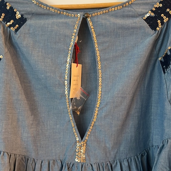 NWT RAGA Embellished Raglan-Sleeve Denim Top Size - XSMALL - Picture 4 of 9